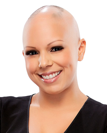 Model with no hair- before image